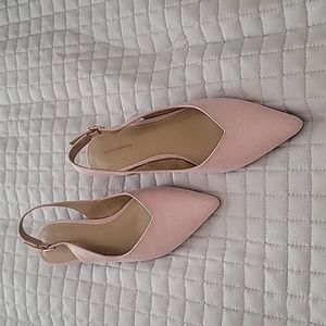 Blush Faux Suede Sling Back Flats